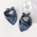 Spring and autumn baby plaid bandana neckerchief versatile boys and girls cotton decorative scarf - Blue Gray Medium Plaid