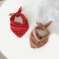 Double-sided baby bandana scarf cotton plaid neck warmer toddler cute daily accessories - Red Polka Dot Plaid