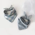 Korean style baby plaid scarf double sided thin breathable neckerchief for boys and girls kids - Light Gray Red Line Plaid