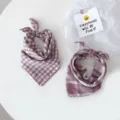 Cute baby plaid bandana scarf double sided cotton neck warmer stylish toddler accessories - Taro Purple Plaid