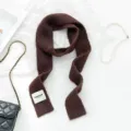 Koreanischer Stil vielseitiger schmaler Strickschal fuer Damen, warmer Mode Halswaermer. - Kaffeebraun