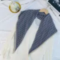 Korean Style Pleated Polka Dot Scarf Women Autumn Winter Retro Fashion Neck Scarf - Gray