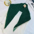 Green polka dot square scarf for women, retro pleated neckerchief and stylish warm winter wrap - Dark Green