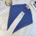 Blue pleated polka dot square scarf, retro versatile women's neck scarf for autumn winter. - Blue and Purple