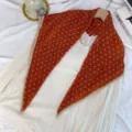 Retro polka dot pleated scarf stylish autumn winter warm neckerchief chic women fashion shawl - Orange