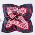 Women square silk scarf professional striped neckerchief elegant stewardess accessory 60cm - Dark Navy Striped