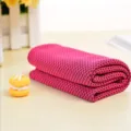 Asciugamano sportivo rinfrescante rosa con motivo a rete nera, ideale per fitness e palestra. - 90*30 CM / rosa scuro
