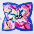 Silk scarf for women professional square neckerchief colorful abstract striped fashion accessory - Royal Blue Striped