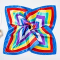 Classic 60cm colorful geometric square silk scarf, stylish professional neckerchief. - Multi-Color Striped