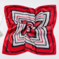 Classic red black white geometric striped silk scarf for women professional wear 60cm detail - Bold Red Black Striped