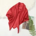 Solid color red satin square scarf 90cm versatile travel shawl and neckerchief for women. - Select Color by Image 6 Red