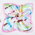 Women 60cm silk scarf elegant professional striped neckerchief fashion square scarf colorful - Pink Green Striped