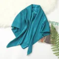 Effen satijnen vierkante sjaal voor dames, elegante turquoise hoofddoek 90cm en zonnebrand sjaal. - Kies kleur van afbeelding 13 donkercyaan