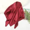 Lente herfst effen kleur 90cm vierkante sjaal satijn vrouwen hoofddoek veelzijdig mooi. - Kleur 17 wijnrood