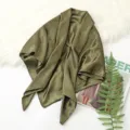 Effen kleur satijnen vierkante sjaal, 90cm veelzijdige zijde-achtige halsdoek voor damesmode. - Kies kleur van foto 1 - Legergroen