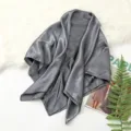 Solid color dark grey satin square scarf for women, elegant 90cm versatile fashion shawl. - Select Color from Image 2 - Gray