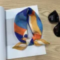Pañuelo cuadrado de algodón de 58cm estilo coreano con estampado geométrico abstracto, variante. - Pañuelo Cuadrado de Algodón 58*58Y / Elefante Geométrico Azul