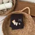 Kids winter knitted neck warmer cute cartoon patch thick warm soft scarf cozy toddler apparel - Black
