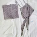 Cute grid kids square scarf toddler spring neckerchief fashionable breathable lightweight headscarf - Cotton Combination Set / Purple Grey