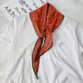 Korean style children cotton plaid square scarf versatile thin neckerchief neck warmer - 21x113cm Diamond Scarf / Orange Red