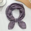 Frühling Herbst Vintage blumiger Baumwolle Leinen Schal Damen Mode Dekoration Halstuch. - Mittelila Blau Blumenstrauß
