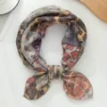 Retro bedruckter Baumwoll-Leinen Quadratschal Detail, Vintage Paisley Halstuch Schal - Lila Rot Block