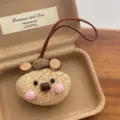 Adorable pendentif de sac animal en gousse de haricot fait main décoration chic - Pendentif Chiot Rougissant / Bronze