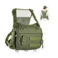 Outdoor tactical fishing chest pack vest large capacity fly fishing gear storage bag green - Army Green