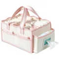 Portable baby diaper caddy organizer large capacity multi-functional storage tote bag. - Multifunctional Handheld Style / 40.5x26x17.5cm / Pink