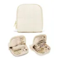 Estuche joyero de viaje de cuero portátil para anillos pendientes collares organizador. - 14.5*2.5*16CM / Beige