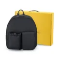 Black nylon backpack for men and women, casual school bag with multiple front pockets. - 32*16*35CM / Black