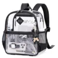 Clear transparent backpack with thick PVC material, ideal for concerts and sports events. - Black