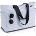 Bolso de playa grande impermeable azul claro bolsa de viaje con bolsillos y asas resistentes. - Azul claro