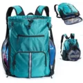 Turquoise grote capaciteit trekkoord sportrugzak, outdoor fitness reistas met net. - Groen