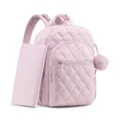 Sac à dos à langer matelassé rose avec matelas à langer et pochette pour maman. - Rose Lotus