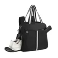 Black tennis backpack multi-functional sports tote bag with shoe compartment for outdoor use. - Black