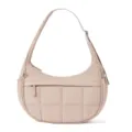 Beige quilted shoulder bag with adjustable strap and zip pocket for daily casual style. - Khaki