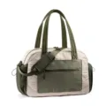 Quilted tote bag, portable fluffy shoulder handbag, stylish travel gym crossbody bag for women. - Olive