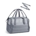 Grey foldable pet carrier bag with breathable mesh panels, sturdy handles and adjustable strap. - 18.11"L x 11.02"W x 11.02H / Black