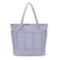 Close-up detail of the light purple utility tote bag with multiple front storage pockets. - Sapphire Blue