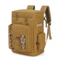 Waterproof insulated cooler backpack for outdoor picnic, camping, and travel in khaki color. - Brown