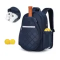 Quilted pickleball backpack with dedicated paddle compartment, shoe pocket and balls. - Navy Blue