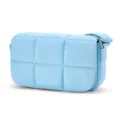 Light blue quilted nylon crossbody bag, lightweight casual shoulder bag with padded grid design. - Sky Blue