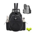Waterproof black tennis backpack with racket compartment, ideal for pickleball and sports gear. - 30 x 13 x 41.5CM / Black