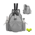 Grey waterproof tennis backpack with racket compartment, multi-pocket sports bag for women. - 30 x 13 x 41.5CM / Gray