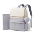 Sac à dos à langer matelassé avec matelas à langer et pochette, sac de voyage bébé. - Gris clair