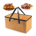 Large capacity insulated BBQ cooler bag for outdoor camping, meat smoking and picnic food storage. - 17 x 10 x 7.5 Inches / Dark Brown