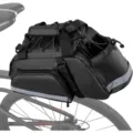 Durable black bicycle rear rack bag with large capacity, waterproof fabric, and reflective strip. - 15.3 * 6.3 * 7inches / Black