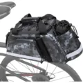 Durable digital camo bicycle rear rack bag with large capacity, multi pockets and reflector. - 15.3 * 6.3 * 7inches / Gray