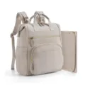 Detailansicht des wasserdichten Wickelrucksacks mit goldenen Reißverschlüssen und Wickelunterlage. - 11.8 x 15.0x 5.9 / Khaki